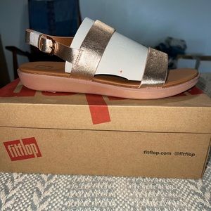 Rose gold FitFlop sandals. Size 10